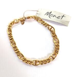 Vintage Estate Monet Gold Tone Chain Link Classic Minimalist Bracelet NWT